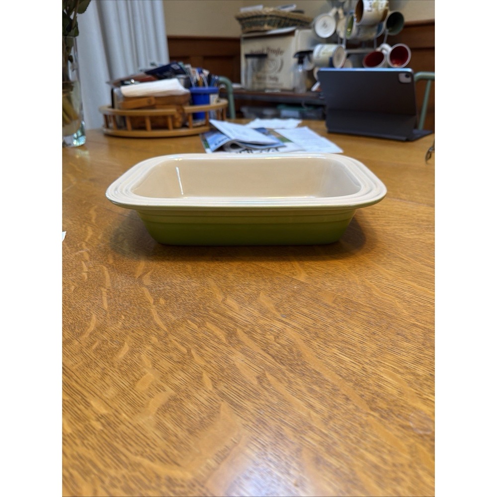 Le Creuset Ceramic Ombré Bright Green Rectangular Baking Dish 12x9" Excellent